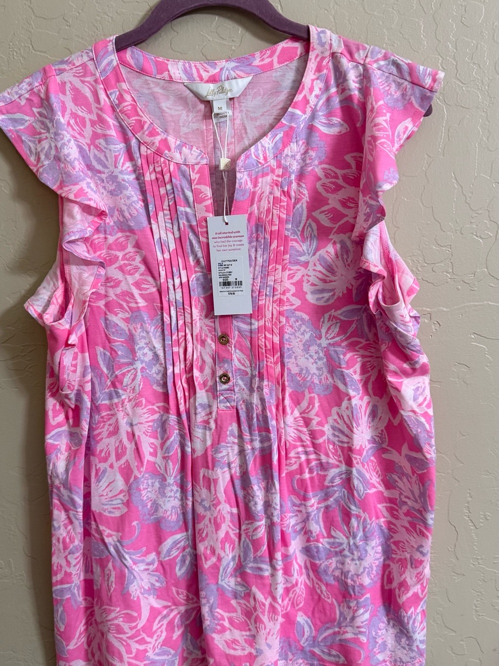 Lilly Pulitzer Pink & Lavender Floral Ruffle Sleeve Camisole